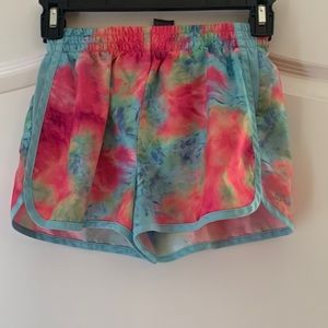 Girls tie dye shorts.